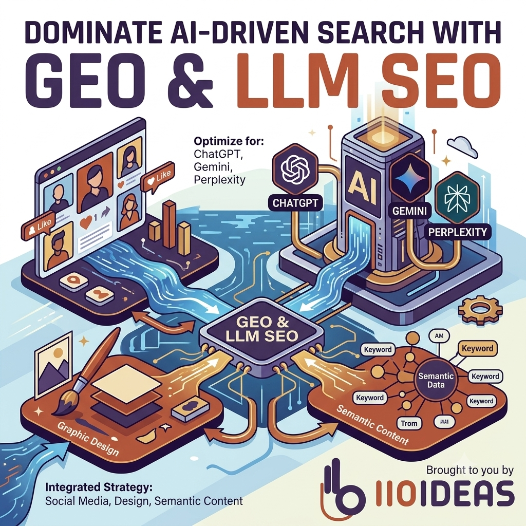 AI-driven search optimization concept showing digital marketing analytics and artificial intelligence interface